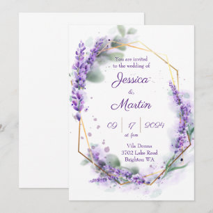 Lavender purple wedding invitation 