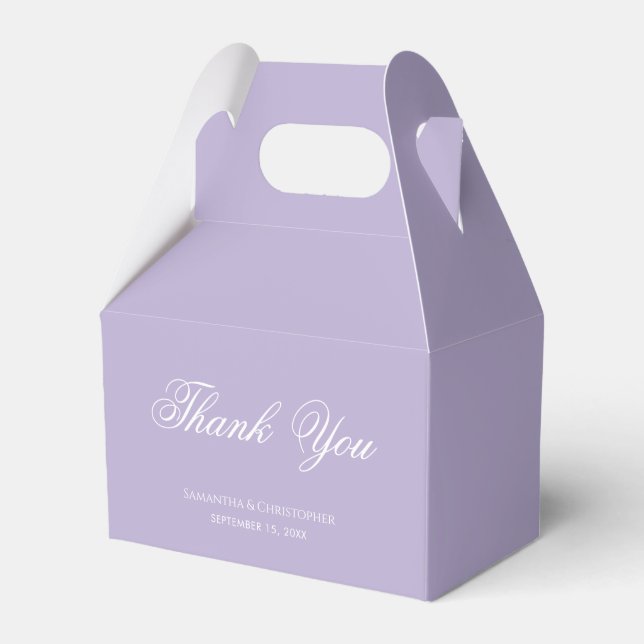 Lavender Purple Wedding Simple Script Thank You  Favour Box (Front Side)