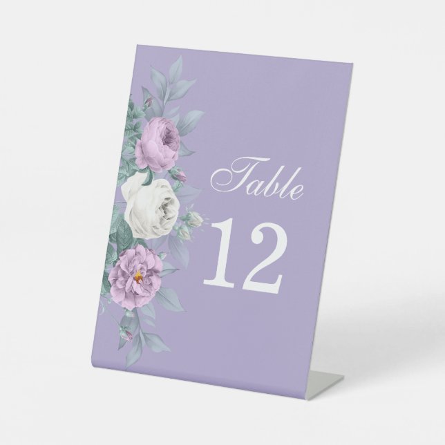 Lavender Purple Wedding Table Number Sign (Front)