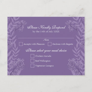 Lavender Purple Wedding Vintage Botanical Holiday Postcard