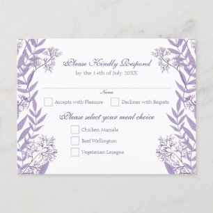 Lavender Purple Wedding Vintage Botanical Holiday Postcard