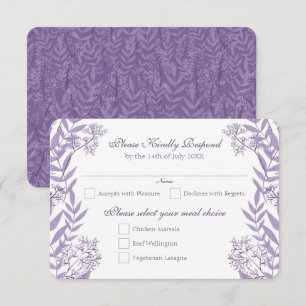 Lavender Purple Wedding Vintage Botanical Invitation