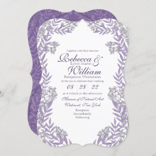 Lavender Purple Wedding Vintage Botanical Invitation