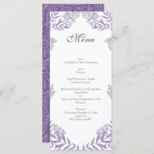 Lavender Purple Wedding Vintage Botanical Menu