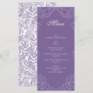 Lavender Purple Wedding Vintage Botanical Menu