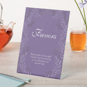 Lavender Purple Wedding Vintage Botanical Pedestal Sign