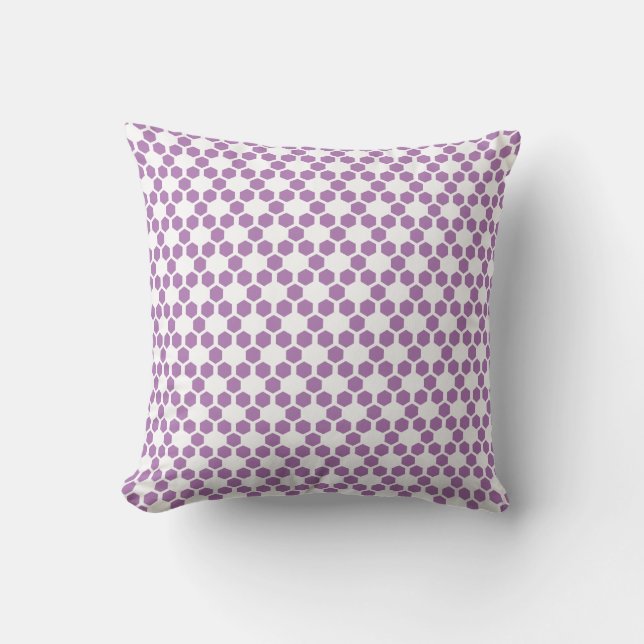 Lavender Purple White Geometric Hexagon Pattern Cushion (Front)