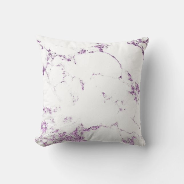 Lavender Purple  White Glitter Marble Grey Glitter Cushion (Front)