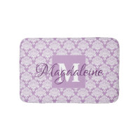 Lavender Purple White Lace Damask Name & Monogram