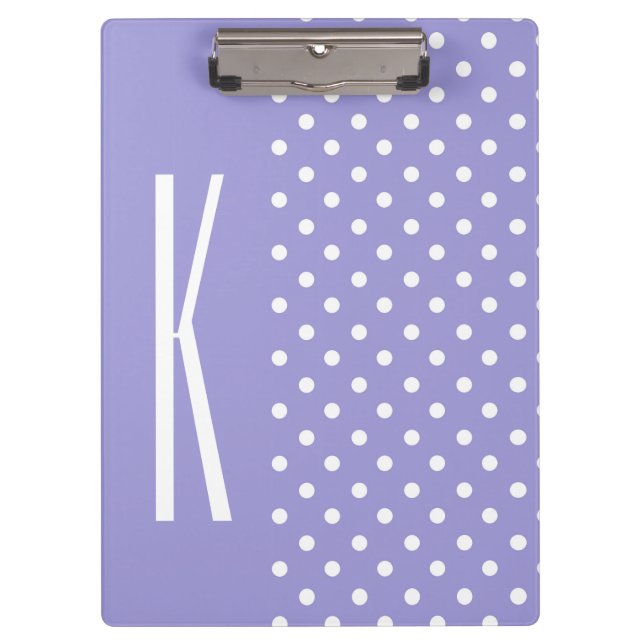 Lavender Purple & White Polka Dots Clipboard (Front)