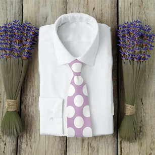 Lavender Purple White Polka Dots Retro Tie