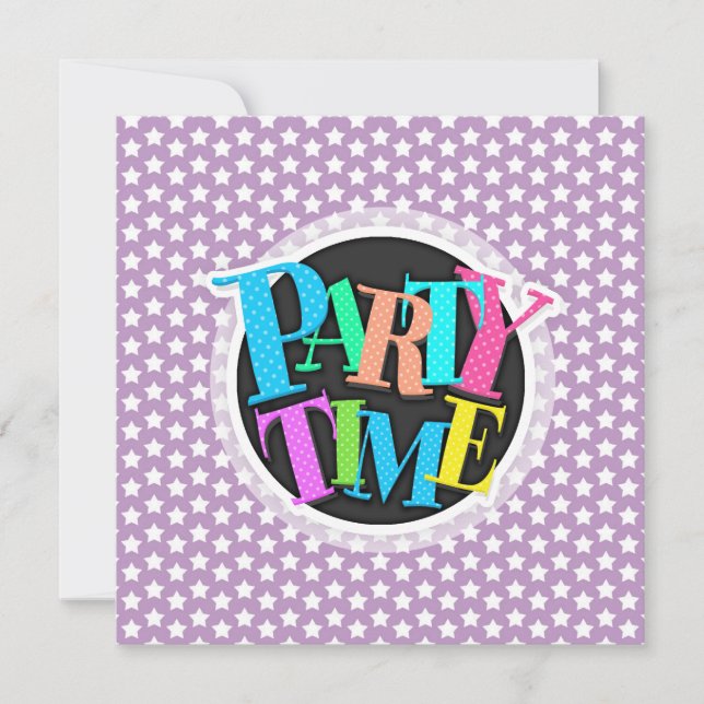 Lavender Purple & White Stars Invitation (Front)