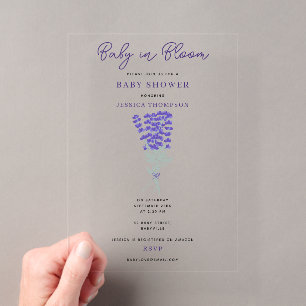 Lavender Purple Wildflower Baby in Bloom Shower Acrylic Invitations