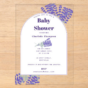 Lavender Purple Wildflower Floral Baby Shower Acrylic Invitations