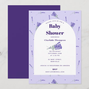 Lavender Purple Wildflower Floral Baby Shower Invitation