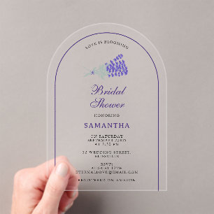 Lavender Purple Wildflower Floral Bridal Shower Acrylic Invitations