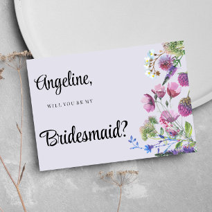 Lavender purple wildflower spring Bridesmaid  Invitation