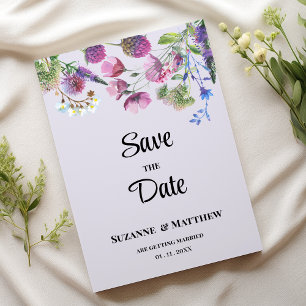 Lavender purple wildflower spring Save the Date Invitation