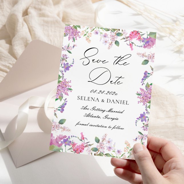 Lavender Purple Wildflowers Wedding Save The Date (Creator Uploaded)