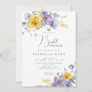 Lavender Purple Yellow Bridal Shower Invitation