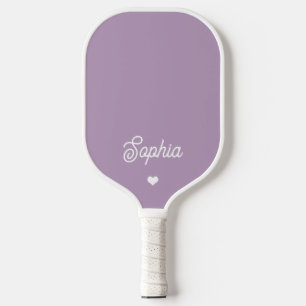 Lavender Purple Your Name in Script with Heart Pickleball Paddle
