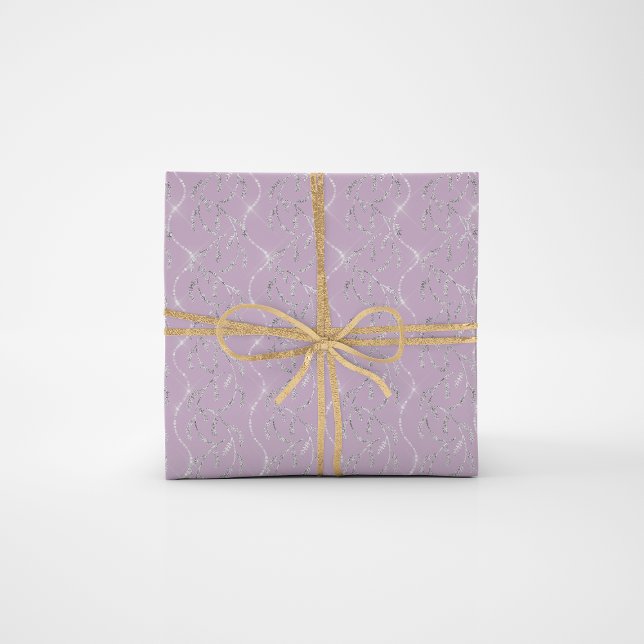 Lavender PurpleSpark Laurel Floral Silver Diamonds Wrapping Paper (Lavender PurpleSpark Laurel Floral Silver Diamonds Wrapping Paper)