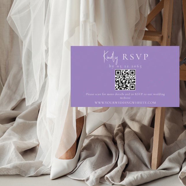 Lavender QR Code Wedding RSVP Enclosure Card (Creator Uploaded)