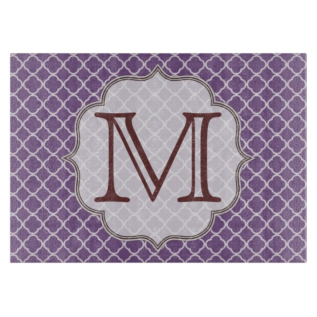 Lavender Quarterfoil Latti Glass Cutting Board (Front)