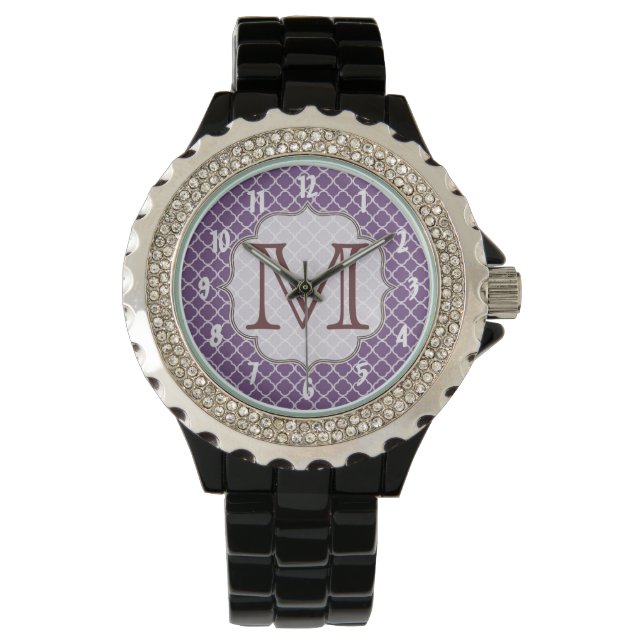 Lavender Quarterfoil Latti Monogram Wrist Watch (Front)