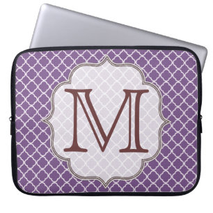 Lavender Quarterfoil Monogram 15" Laptop Case