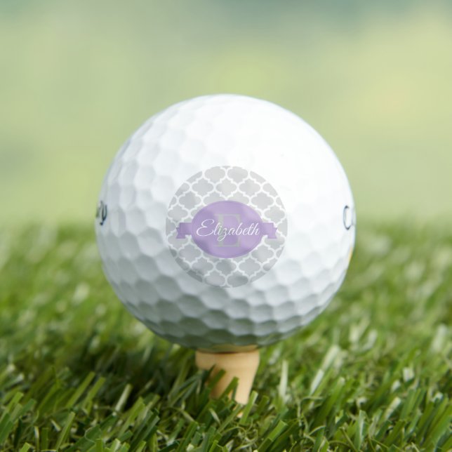 Lavender Quatrefoil Personalised Golf Balls (Insitu Tee)