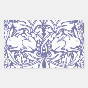 Lavender Rabbit Botanical Arts and Crafts Rectangular Sticker
