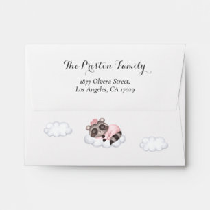 Lavender Racoon Animal Baby Shower Envelope