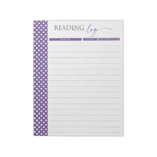Lavender Reading Log Pages Notepad