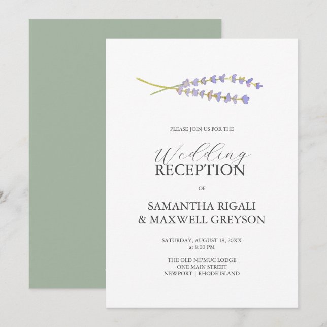 Lavender Reception Only Wedding Invitation (Front/Back)