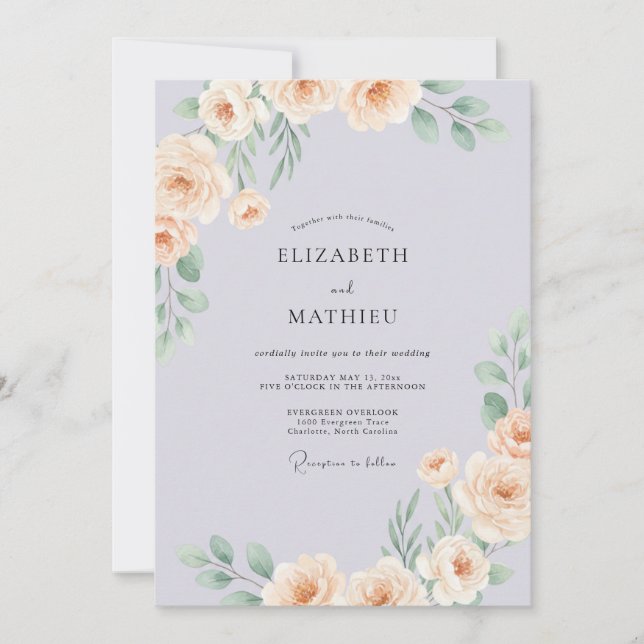 Lavender Refined Floral Wedding Invitation (Front)