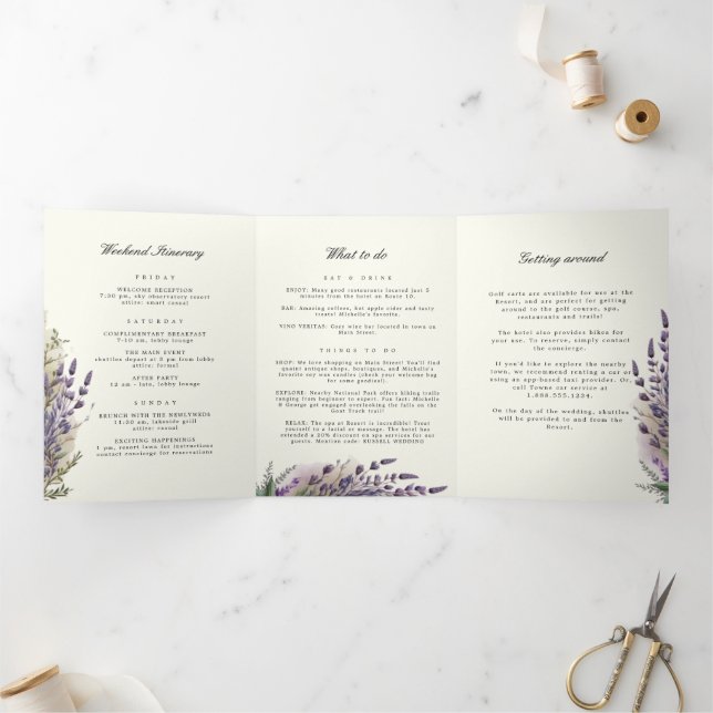 Lavender Regal Folded Wedding Program Tri-Fold Invitation (Inside)