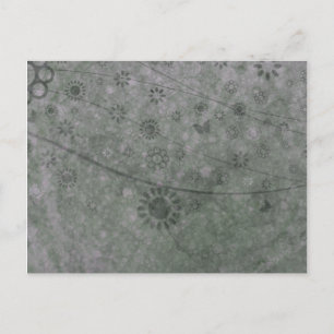 Lavender Retro Flowers and Butterflies Abstract Postcard