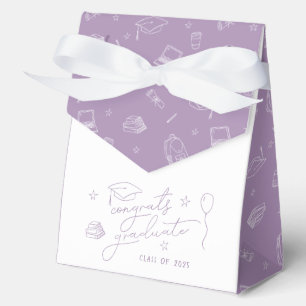 Lavender Retro Hand Drawn Personalised Graduation Favour Box