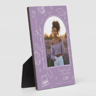 Lavender Retro Photo Graduation Keepsake Plaque