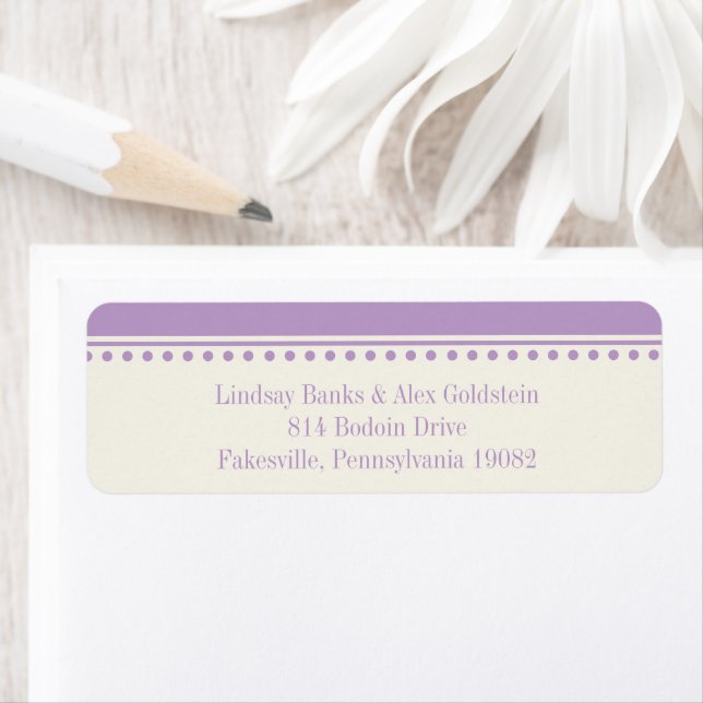 Lavender Return Address Label, Caroline Wedding (Insitu)