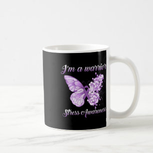 Lavender Ribbon Butterfly I’m A Warrior Stress Awa Coffee Mug