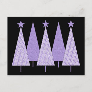 Lavender Ribbon Christmas Trees - General Cancer Holiday Postcard