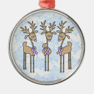 Lavender Ribbon Reindeer - General Cancer Metal Tree Decoration