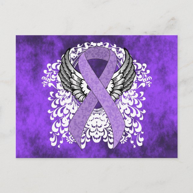 Lavender Ribbon with Wings Postcard (Front)