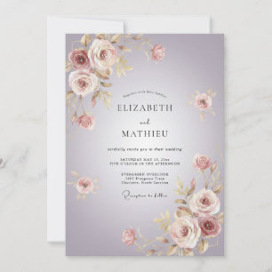 Lavender Romantic Floral Flourish Wedding Invitation