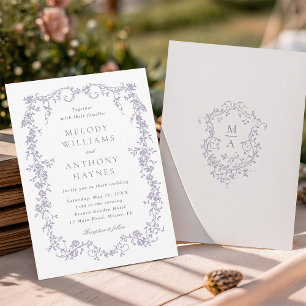 Lavender Romantic French Floral Wedding  Invitation