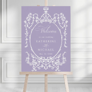 Lavender Romantic French Frame Wedding Welcome Poster