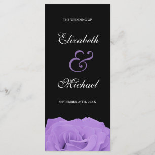 Lavender Rose and Black Wedding Program Programme