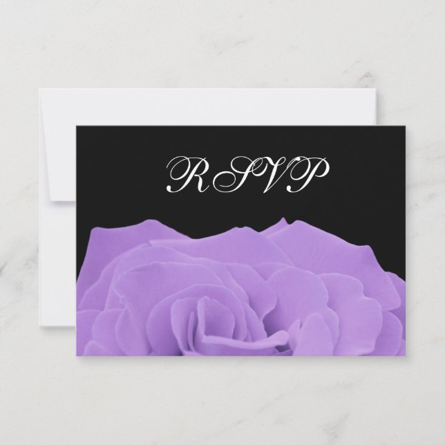 Lavender Rose and Black Wedding RSVP Response Card (Front)